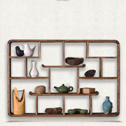 Wall Hanging Curio Cabinet Paulownia Wood Display Shelf 130cm