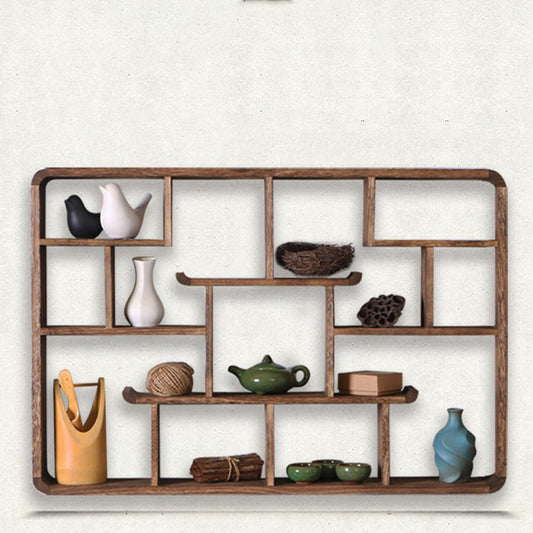 Wall Hanging Curio Cabinet Paulownia Wood Display Shelf 130cm