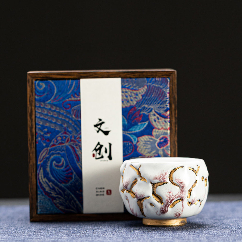 Gongfu Tea Cup Shinoyaki Gold Ceramic Handcrafted