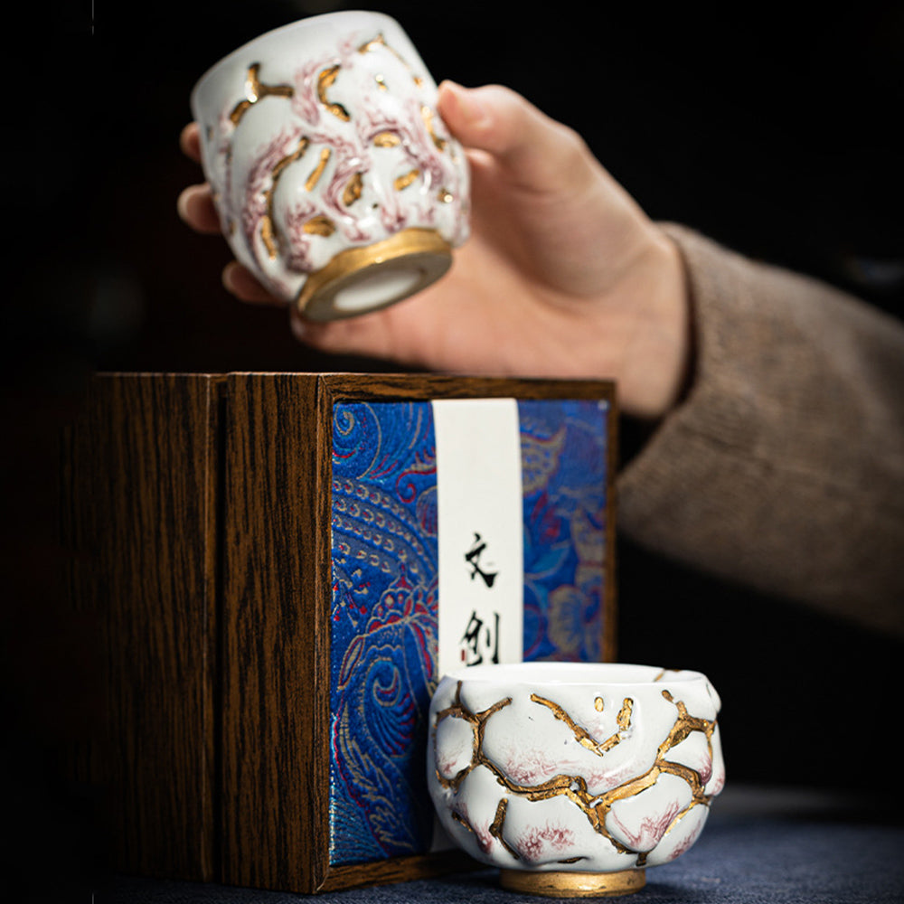 Gongfu Tea Cup Shinoyaki Gold Ceramic Handcrafted