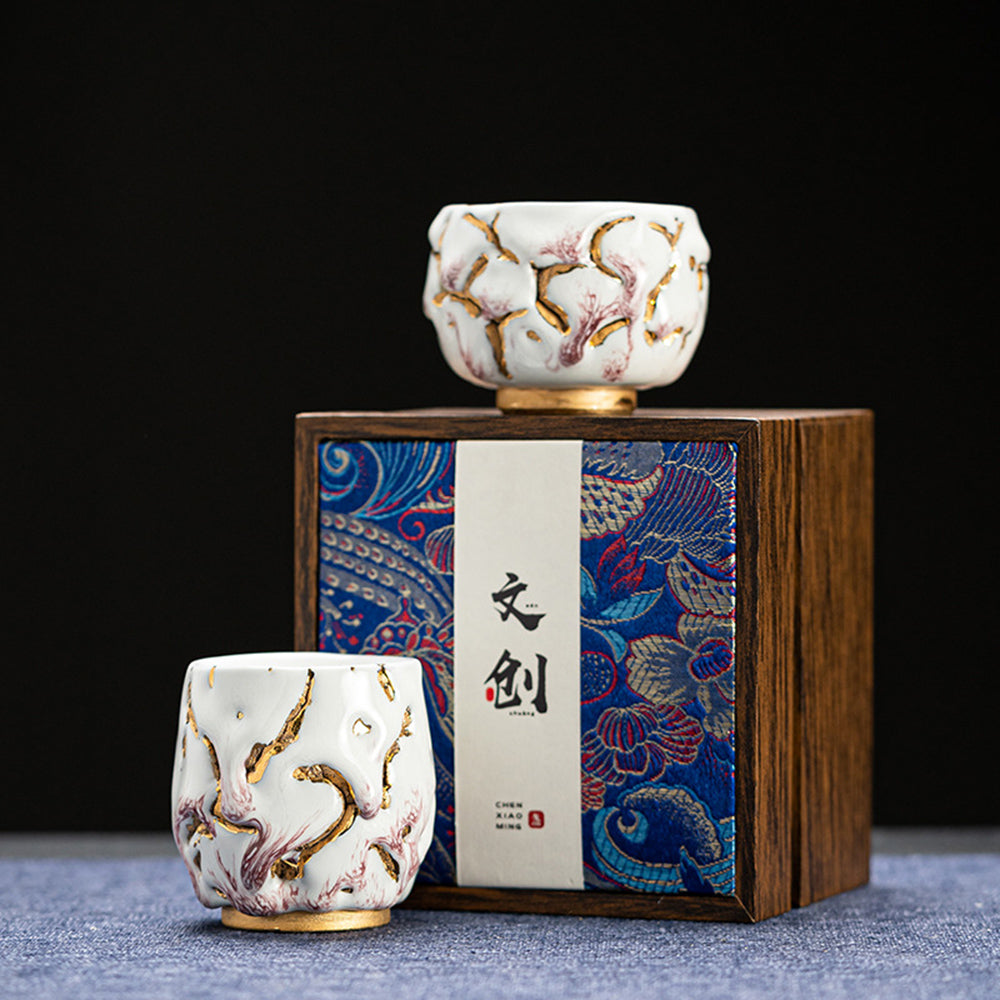 Gongfu Tea Cup Shinoyaki Gold Ceramic Handcrafted