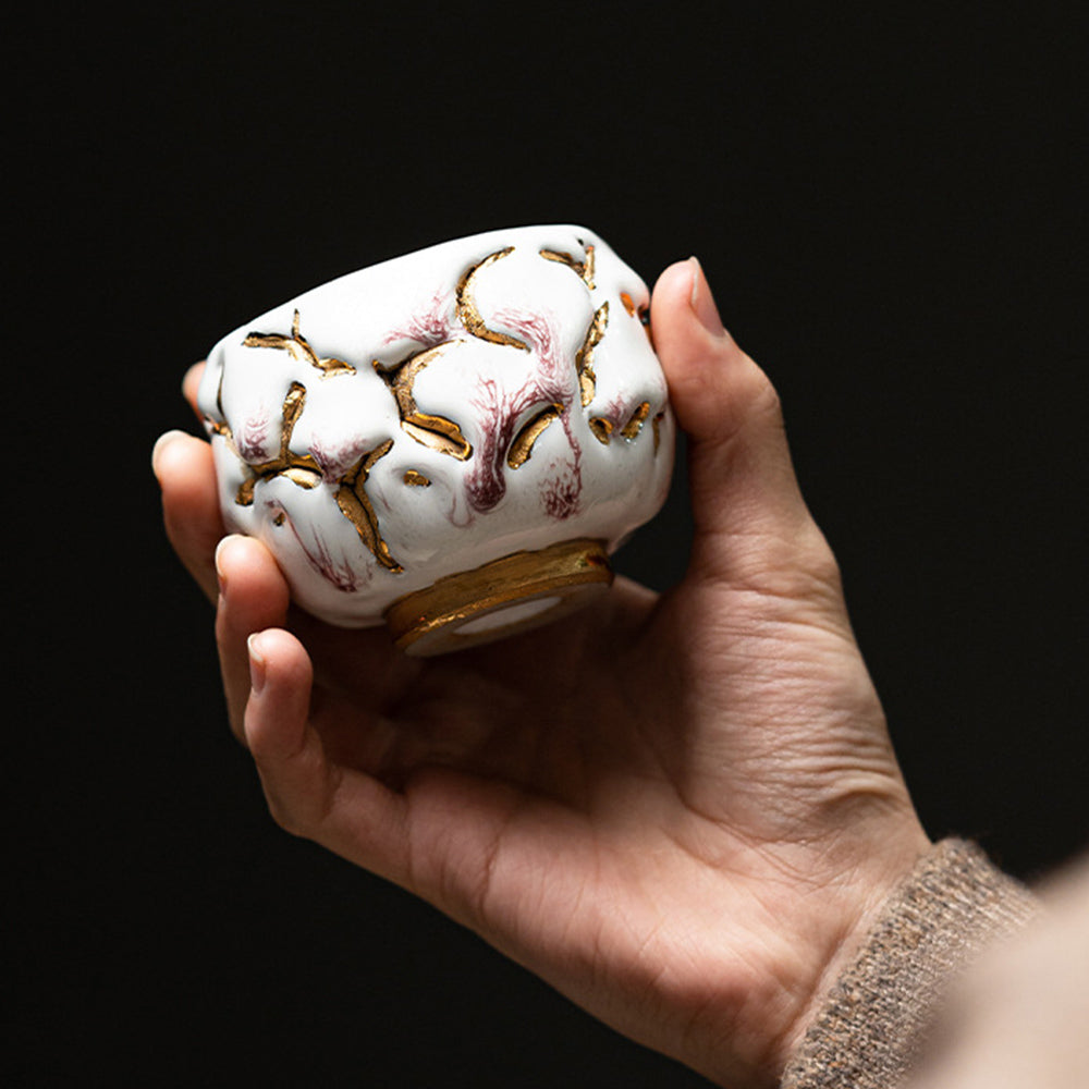 Gongfu Tea Cup Shinoyaki Gold Ceramic Handcrafted