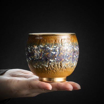 Gongfu Tea Cup Kiln Glaze Gold Accent – 150ml CEO Cup 4 Colors