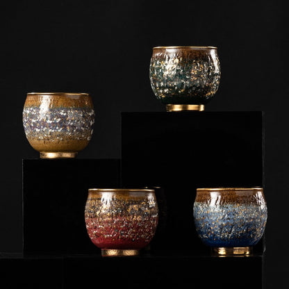 Gongfu Tea Cup Kiln Glaze Gold Accent – 150ml CEO Cup 4 Colors