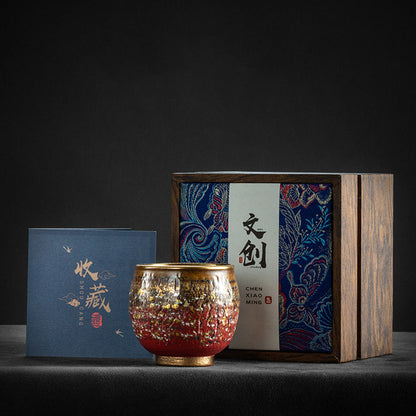Gongfu Tea Cup Kiln Glaze Gold Accent – 150ml CEO Cup 4 Colors