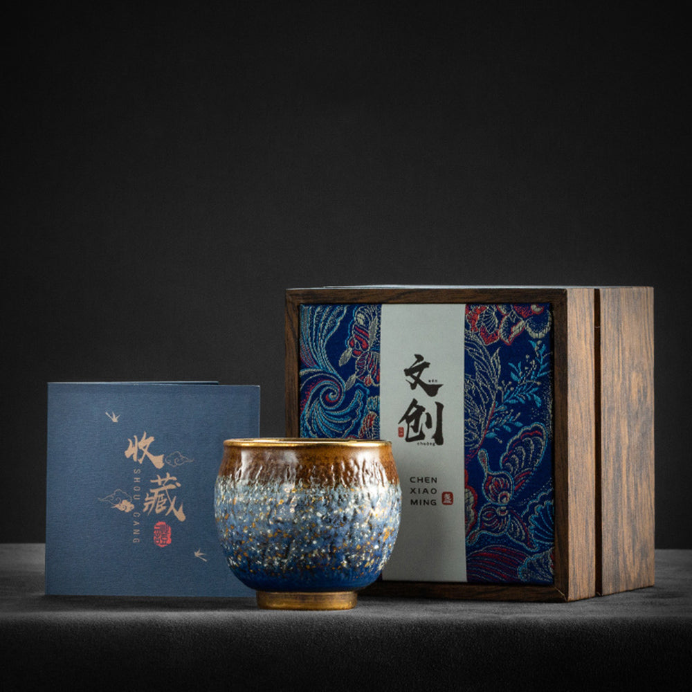 Gongfu Tea Cup Kiln Glaze Gold Accent – 150ml CEO Cup 4 Colors