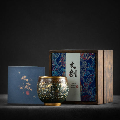Gongfu Tea Cup Kiln Glaze Gold Accent – 150ml CEO Cup 4 Colors