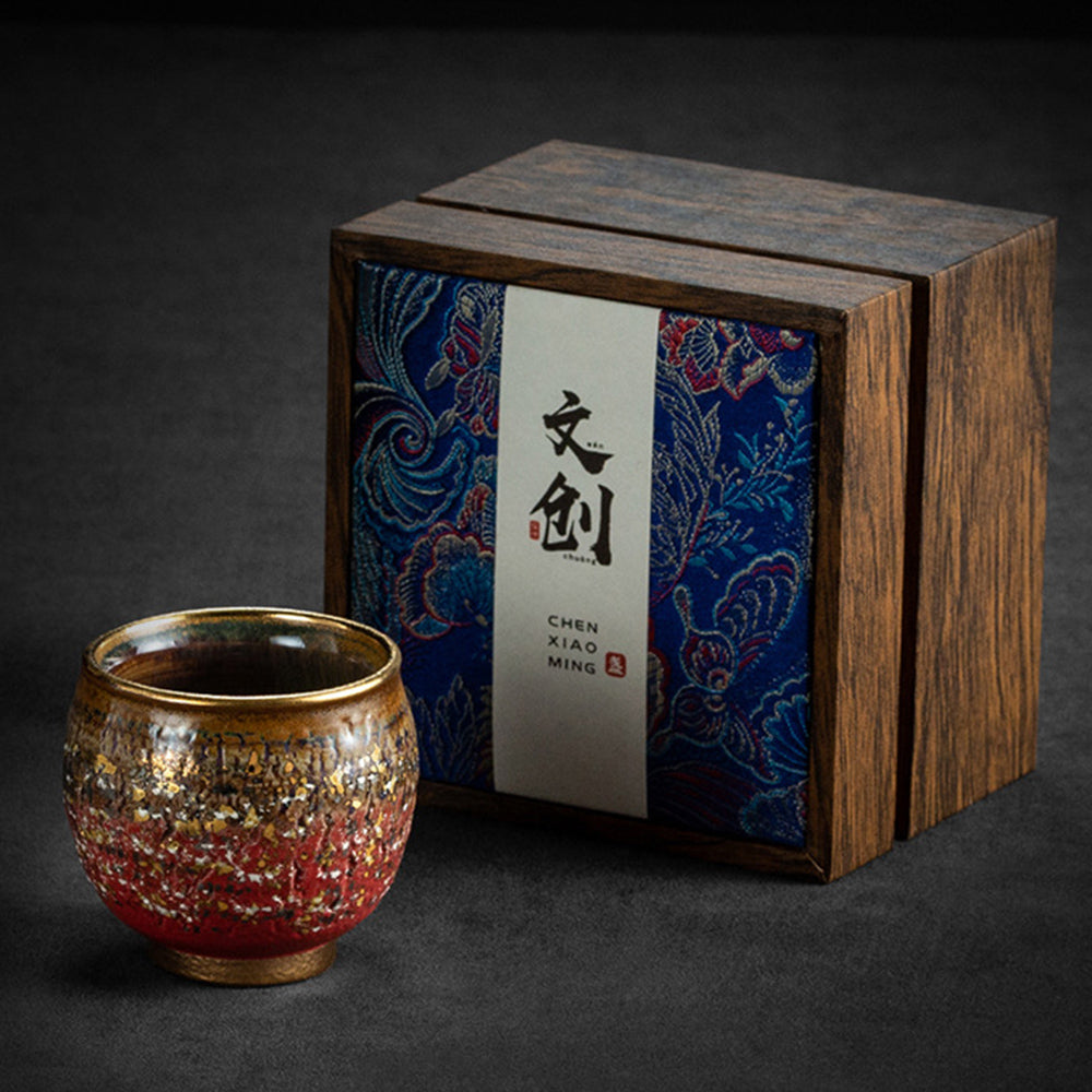 Gongfu Tea Cup Kiln Glaze Gold Accent – 150ml CEO Cup 4 Colors