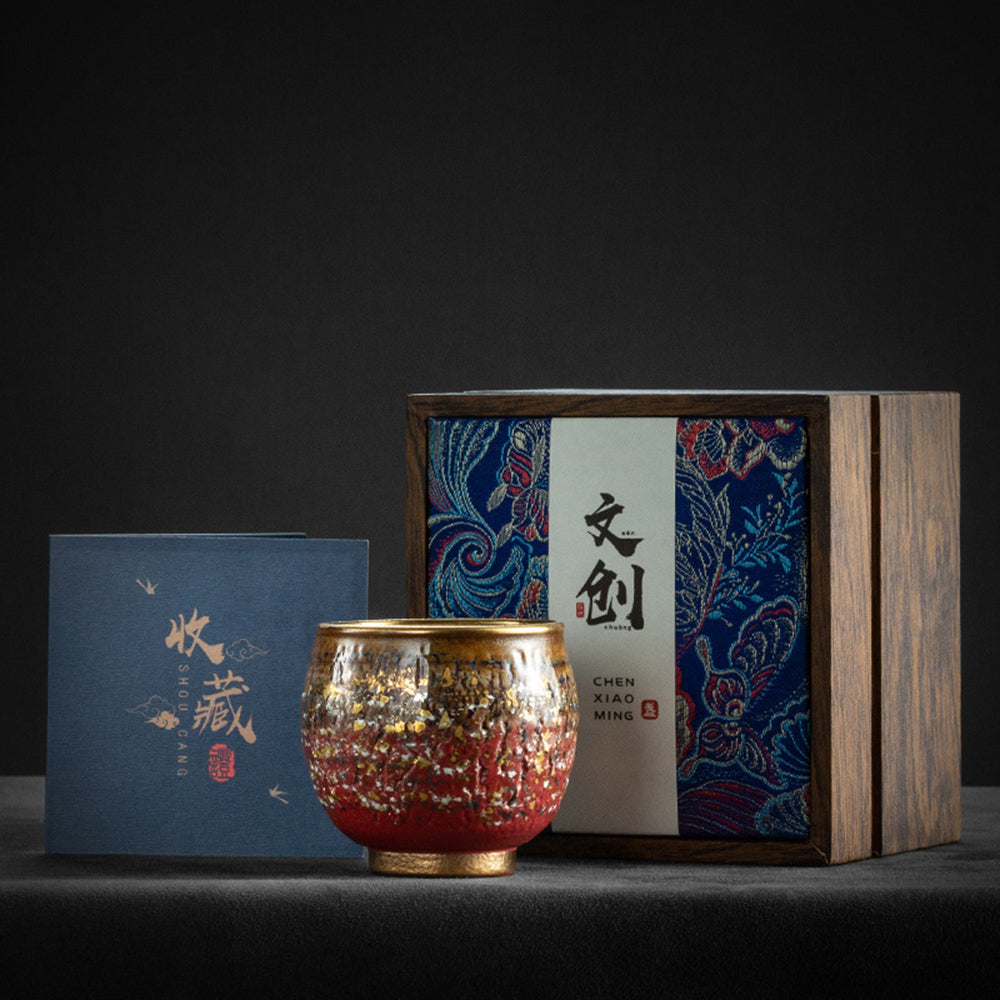 Gongfu Tea Cup Kiln Glaze Gold Accent – 150ml CEO Cup 4 Colors