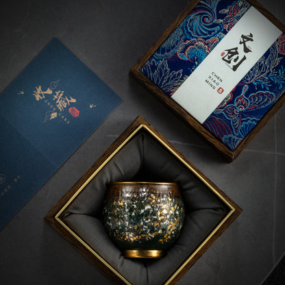 Gongfu Tea Cup Kiln Glaze Gold Accent – 150ml CEO Cup 4 Colors