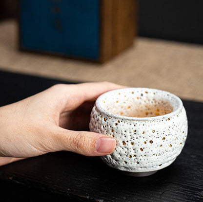 Ceramic Gongfu Tea Cup Gold Glaze Hand-Decorated 120ml