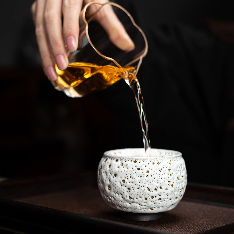 Ceramic Gongfu Tea Cup Gold Glaze Hand-Decorated 120ml