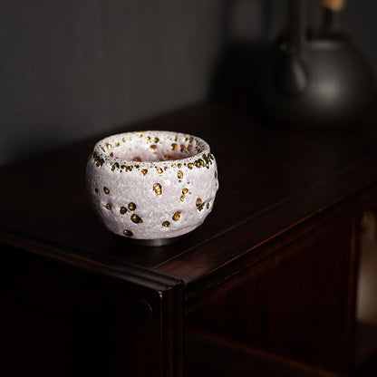 Gongfu Tea Cup Shinoyaki Pink Flowing Gold Glaze Ceramic