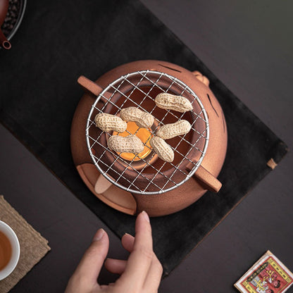 Tiger Coarse Pottery Tea Warmer Stove | Hand-Carved 1300°C