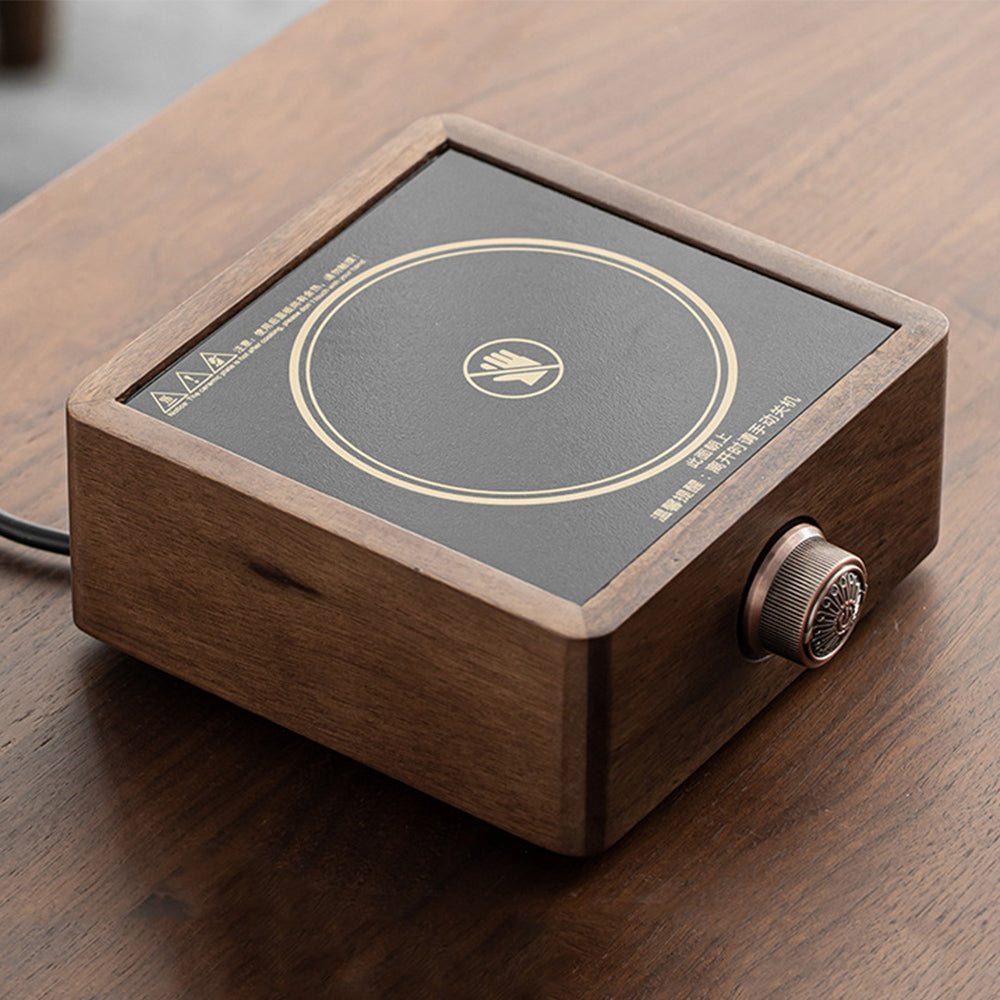Tea Stove Heater Walnut Far-Infrared Adjustable Copper Knob