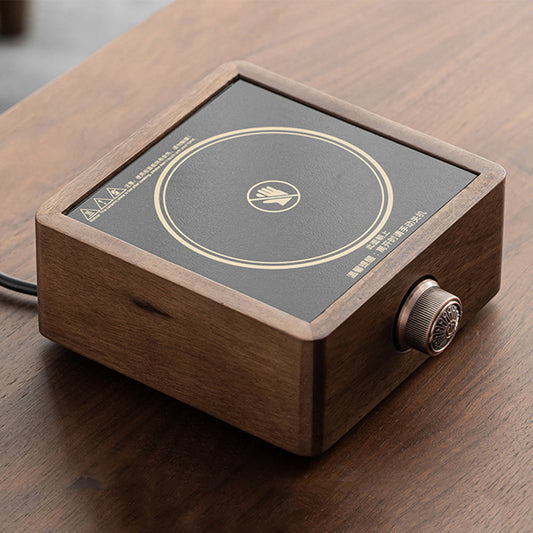 Tea Stove Heater Walnut Far-Infrared Adjustable Copper Knob