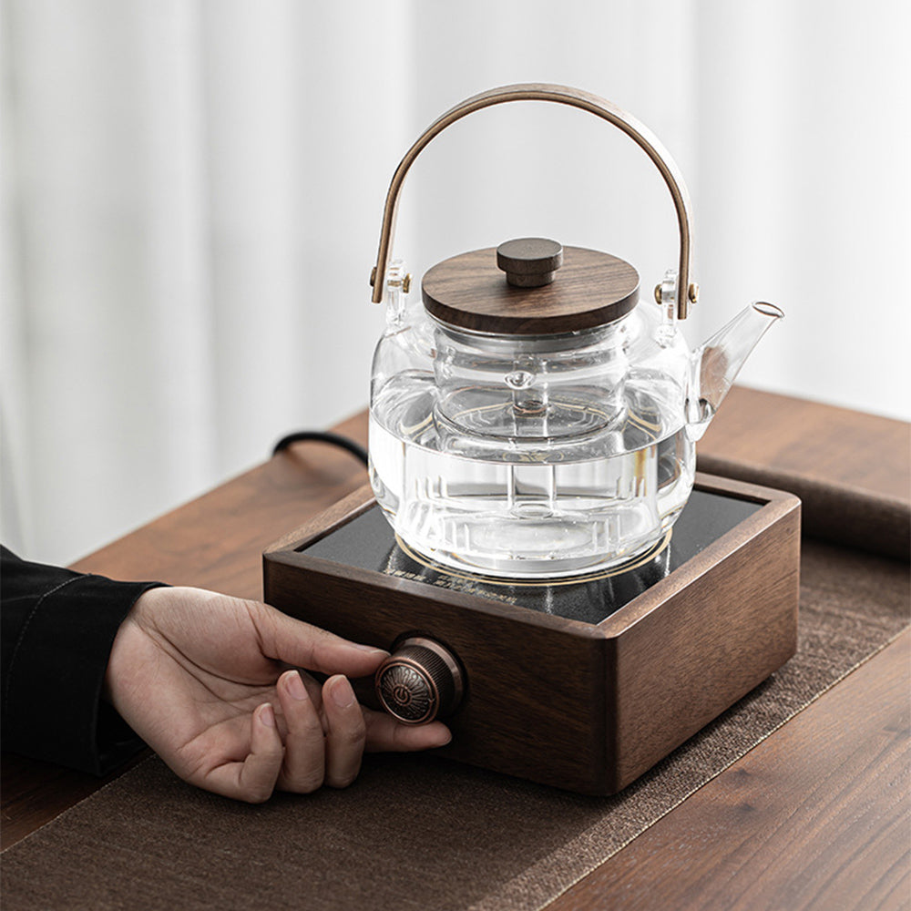 Tea Stove Heater Walnut Far-Infrared Adjustable Copper Knob