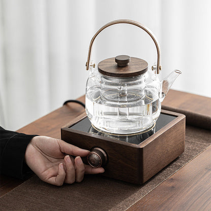 Tea Stove Heater Walnut Far-Infrared Adjustable Copper Knob