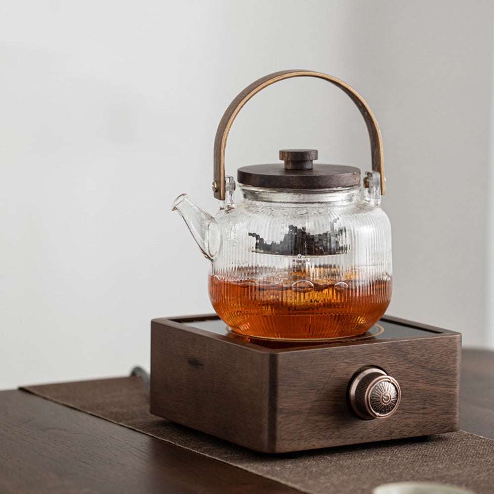 Tea Stove Heater Walnut Far-Infrared Adjustable Copper Knob