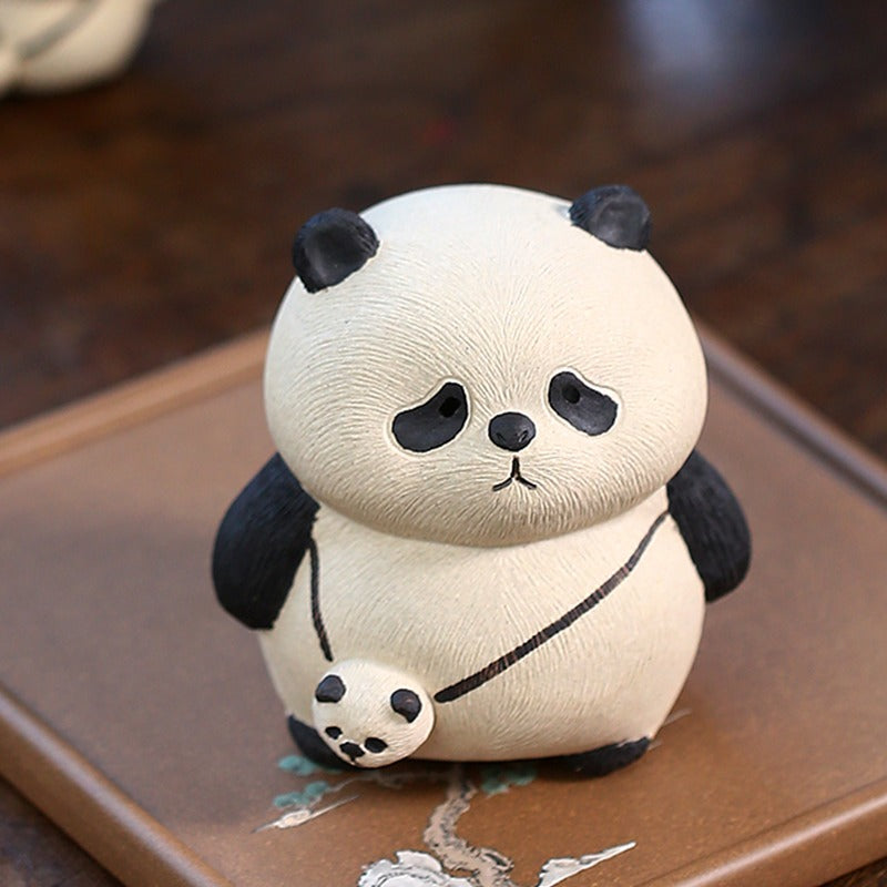 Clay Panda Tea Pet Handmade White Clay Tea Table