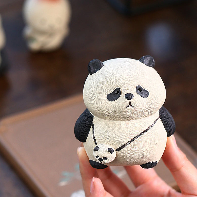 Clay Panda Tea Pet Handmade White Clay Tea Table