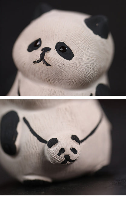 Clay Panda Tea Pet Handmade White Clay Tea Table
