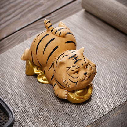 Tiger Ceramic Tea Pet Auspicious | Chinese Tea Tray Ornament
