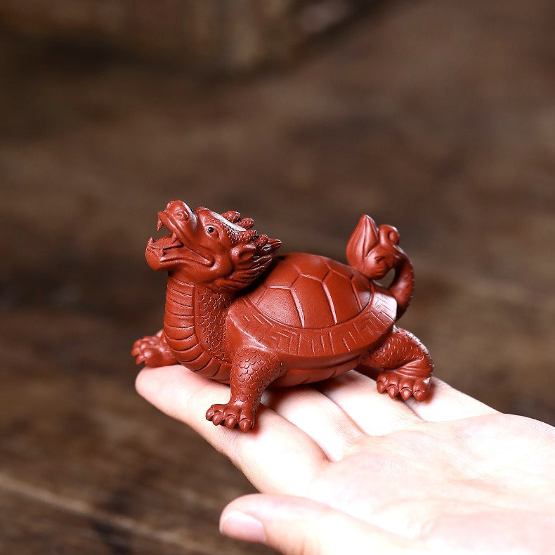 Handmade Purple Clay Dragon Turtle Tea Pet