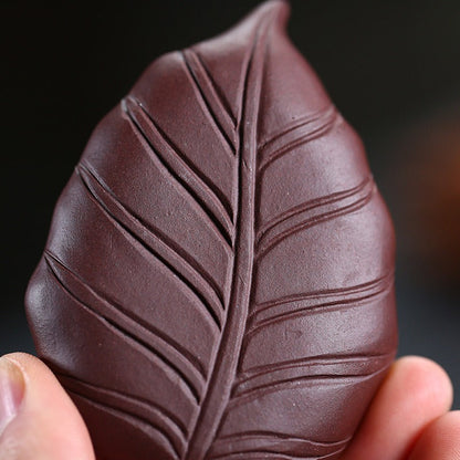 Tea Pet Zisha Clay Monkey on Bodhi Leaf – Yixing Handmade