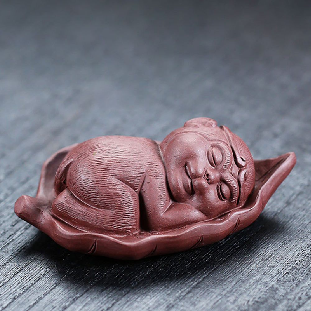 Tea Pet Zisha Clay Monkey on Bodhi Leaf – Yixing Handmade