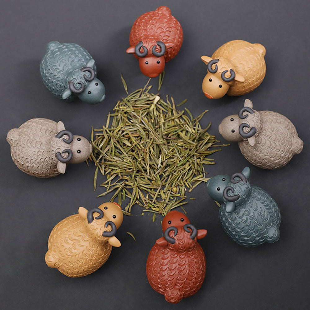 Sheep Tea Pet Yixing Clay Copper Coin Magnetic Eyes 4 Colors