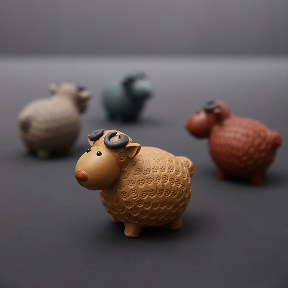 Sheep Tea Pet Yixing Clay Copper Coin Magnetic Eyes 4 Colors