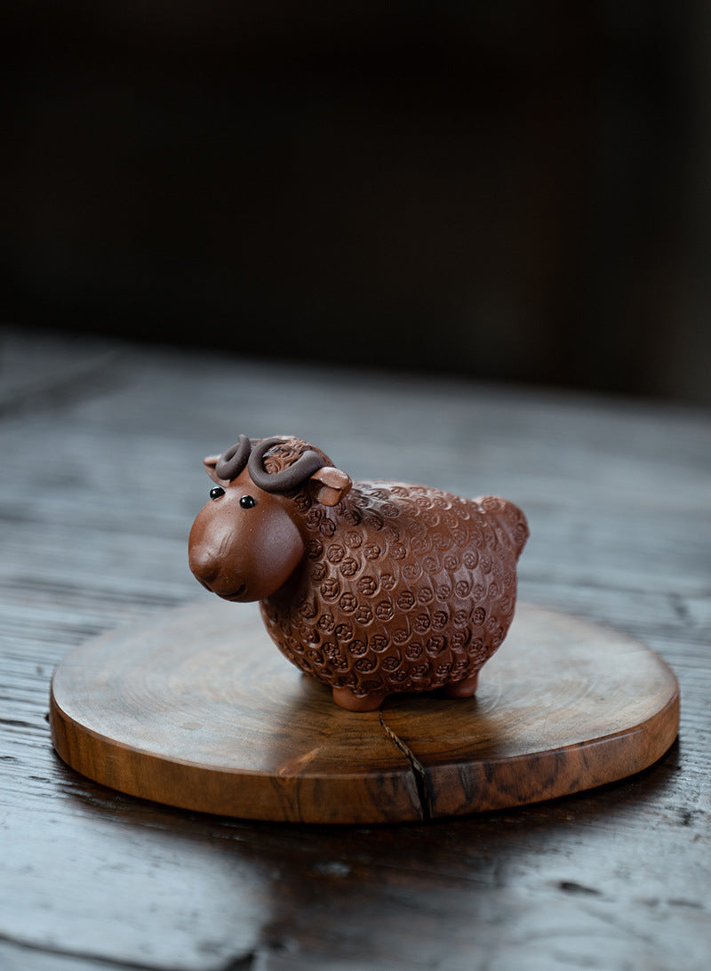 Sheep Tea Pet Yixing Clay Copper Coin Magnetic Eyes 4 Colors