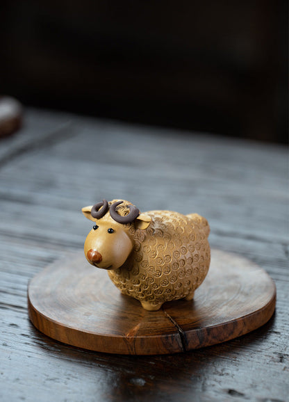 Sheep Tea Pet Yixing Clay Copper Coin Magnetic Eyes 4 Colors