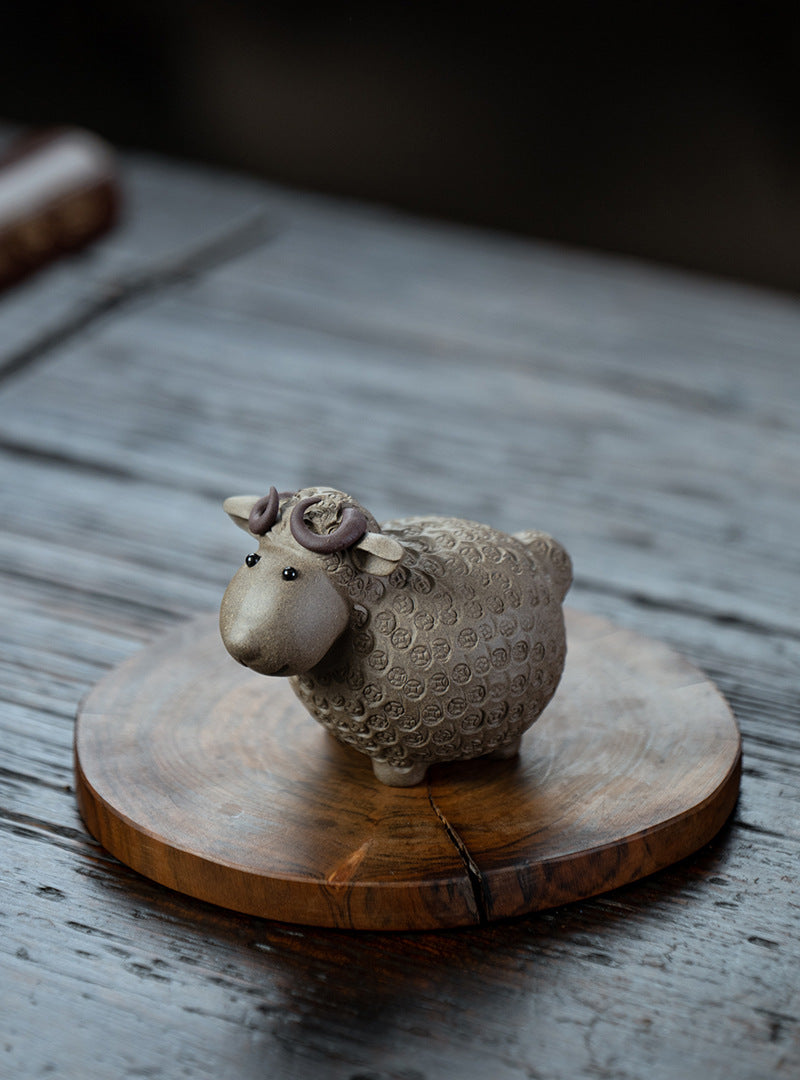 Sheep Tea Pet Yixing Clay Copper Coin Magnetic Eyes 4 Colors