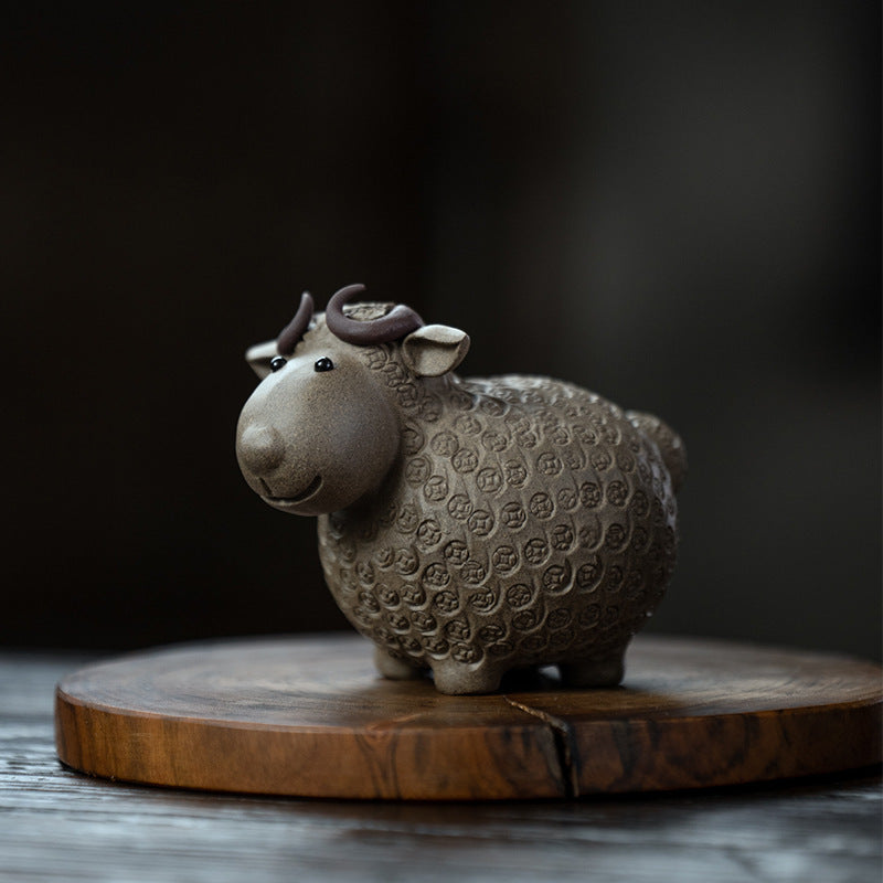 Sheep Tea Pet Yixing Clay Copper Coin Magnetic Eyes 4 Colors
