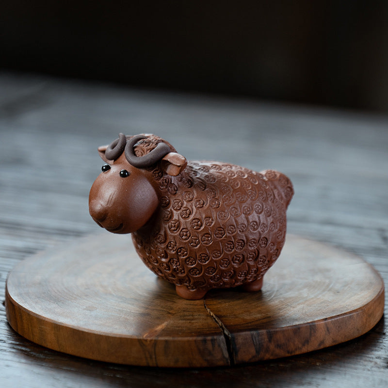 Sheep Tea Pet Yixing Clay Copper Coin Magnetic Eyes 4 Colors