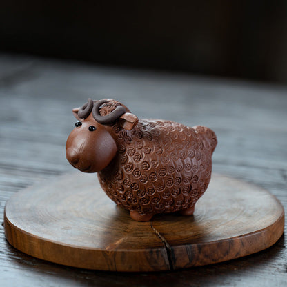 Sheep Tea Pet Yixing Clay Copper Coin Magnetic Eyes 4 Colors