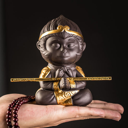 Yixing Clay Tea Pet – Monkey King Wukong Figurine