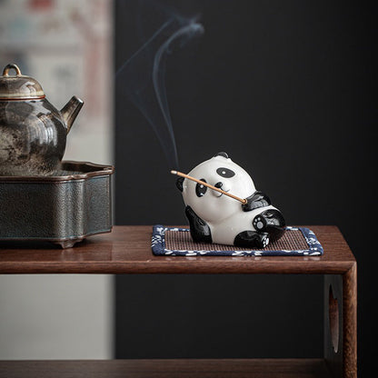 Tea Pet Panda Incense Holder – Porcelain Lying Panda Figurine