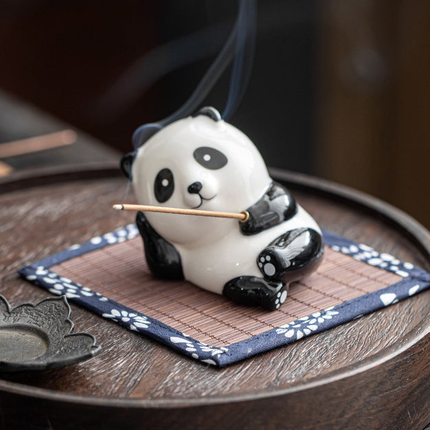 Tea Pet Panda Incense Holder – Porcelain Lying Panda Figurine