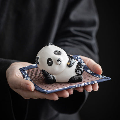 Tea Pet Panda Incense Holder – Porcelain Lying Panda Figurine