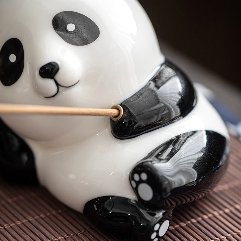 Tea Pet Panda Incense Holder – Porcelain Lying Panda Figurine