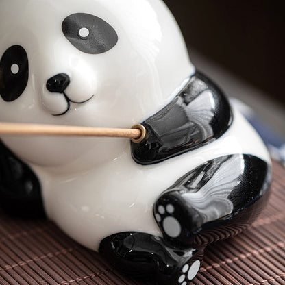Tea Pet Panda Incense Holder – Porcelain Lying Panda Figurine