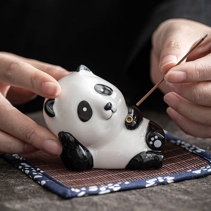 Tea Pet Panda Incense Holder – Porcelain Lying Panda Figurine