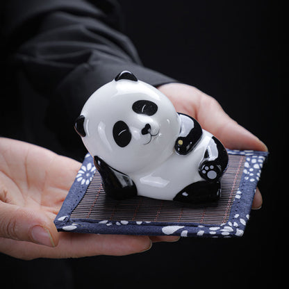 Tea Pet Panda Incense Holder – Porcelain Lying Panda Figurine