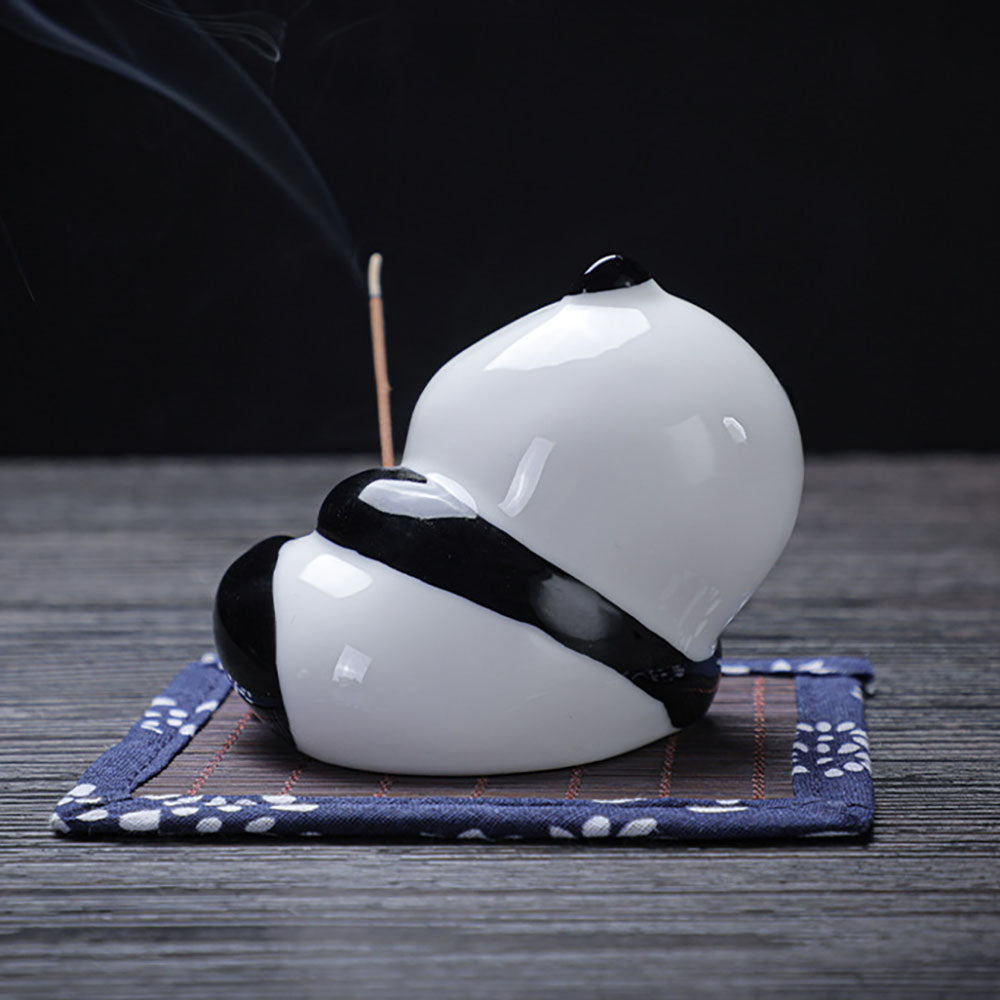 Tea Pet Panda Incense Holder – Porcelain Lying Panda Figurine