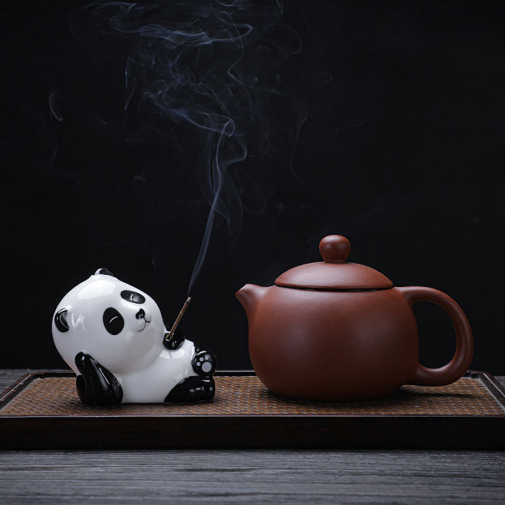 Tea Pet Panda Incense Holder – Porcelain Lying Panda Figurine