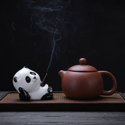 Tea Pet Panda Incense Holder – Porcelain Lying Panda Figurine