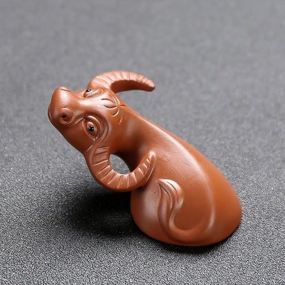 Yixing Clay Tea Pet Buffalo Eight Diagrams Hand Carved